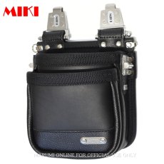 画像1: 【受注生産品】MIKI 三貴 ミキ 2段 腰袋 工具差し ツールホルダー プロ用 牛革 本革 【牛表皮革・スウィングタイプ】SPH-OM-2-S (1)