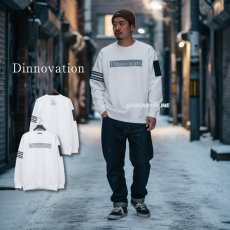 画像1: 【特価】メンズ ロゴスウェットシャツ ディノベーション 作業着 作業服 コットン 綿 トレーナー 長袖 おしゃれ かっこいい ライトウェイト dinnovation 23S001 (1)