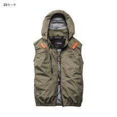 画像3: 2026年型バートル エアークラフト AC ベスト AC2094 アルミ加工 ヘルメット収納フード(脱着可能) サイドファン仕様 BURTLE 空調作業服 電動ファン用 (3)