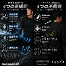 画像3: ディノベーション 限定商品 作業着 作業服 春夏 インナー コンプレッション シャツ 吸汗速乾 接触冷感 ストレッチ メンズ 長袖 仕事 【ブラック】 (3)