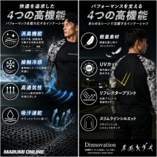 画像3: ディノベーション 限定商品 作業着 作業服 春夏 インナー コンプレッション シャツ 吸汗速乾 接触冷感 ストレッチ メンズ 長袖 仕事 【ブラック×迷彩】 (3)