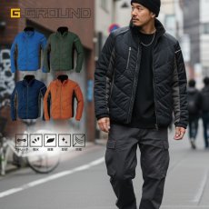 画像1: 防寒 アウター メンズ 秋冬 中綿 ストレッチ 防風 撥水 軽量 作業着 作業服 かっこいい おしゃれ 桑和 ジーグラウンド 44603 (1)