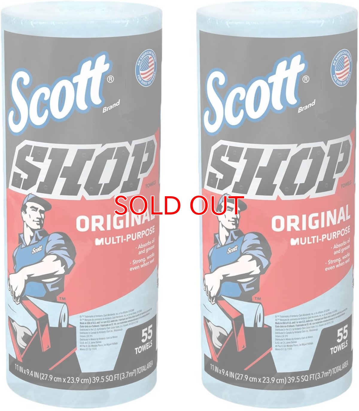 画像2: SCOTT スコット ショップタオル ペーパーウエス ブルーロール ペーパータオル 業務用 カー用品 自動車用 掃除 工具 コストコ 【55カット×2ロール】 (2)