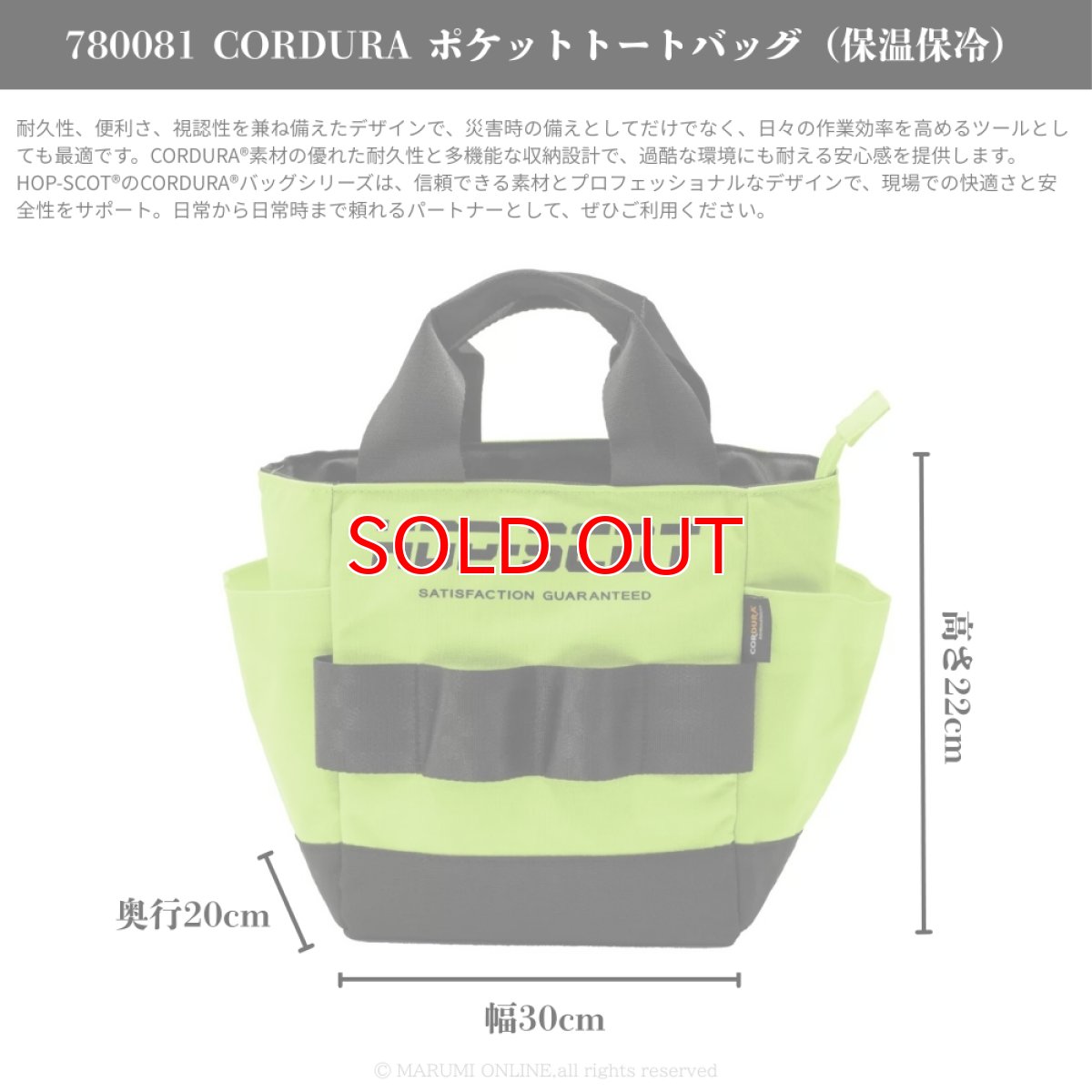 画像2: HOP-SCOT（ホップスコット）780081 コーデュラ CORDURA ハイビス 軽量 反射 ナイロン 保冷 保温 トートバッグ (2)