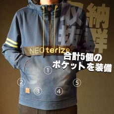 画像8: ネオテライズ おしゃれ かっこいい 作業着 作業服 850 防炎加工 ニット素材 長袖 ハーフジップフーディ (8)