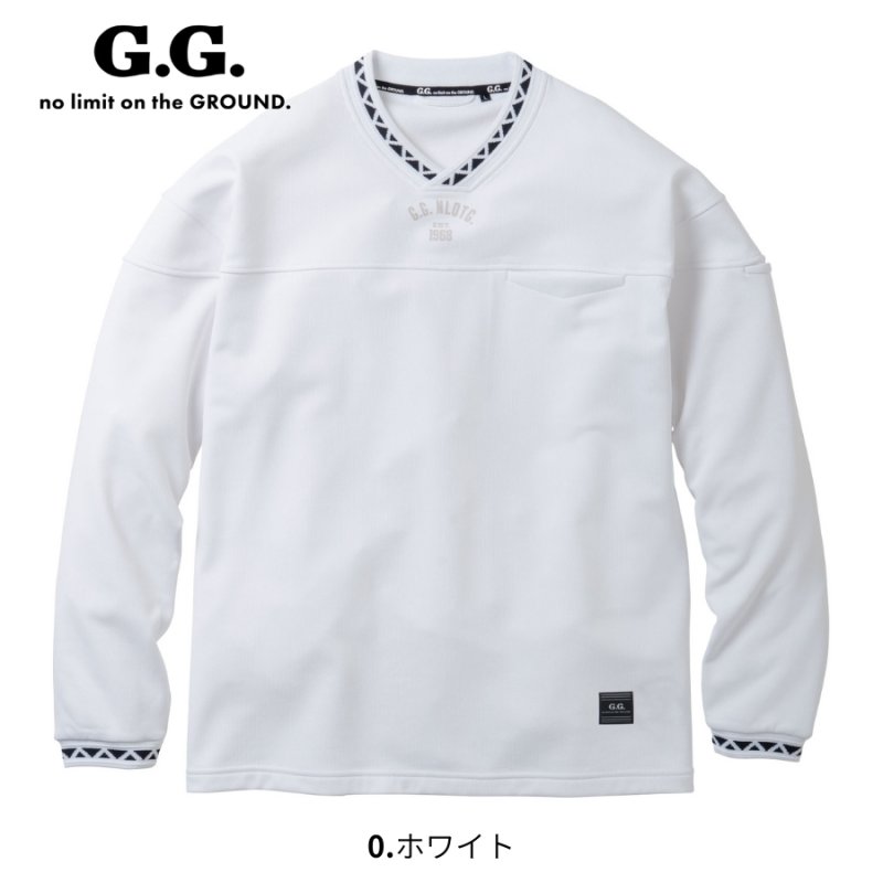 STONE  ホワイト長袖トレーナー 桑和 G.G 8545-55 長袖トレーナー かっこいい おしゃれ 秋冬 メンズ