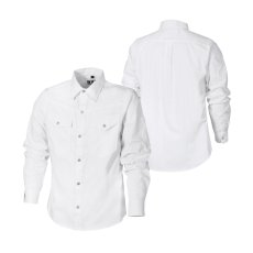 画像5: 作業用 白 シャツ 綿 コットン ストレッチ ホワイト 鳶 大工 建築 建設 現場用 作業用 シンメン スラッシュ 99500 (5)