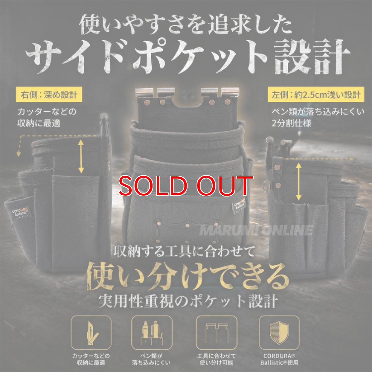 画像4: ニックス KNICKS  バリスティックダブルボンディング生地チェーン対応3段腰袋 BATS-301DDX 【TITプレート補強入り】 (4)