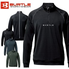 画像1: BURTLE バートル 2025 秋冬新作 ハーフジップシャツ ブロックフリース 裏起毛 ファスナー 長袖 ストレッチ 吸水速乾加工 制電ケア設計 消臭テープ 4113 (1)