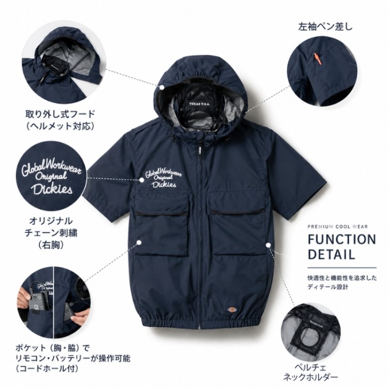 Dickies ディッキーズ VOLTCOOL ボルトクール 日傘遮熱(R) 半袖