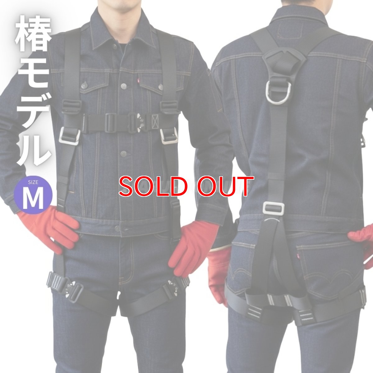 画像1: 椿モデル Y型 フルハーネス 安全帯 新規格 墜落制止用器具 黒 HYF2 Mサイズ HYF2-M-BL (1)