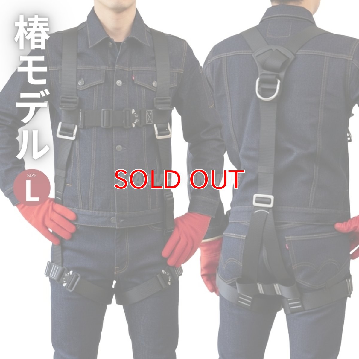 画像1: 椿モデル Y型 フルハーネス 安全帯 新規格 墜落制止用器具 黒 HYF2 Lサイズ HYF2-L-BL (1)