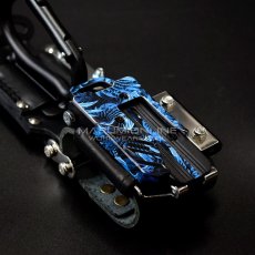 画像2: ニックス 腰道具 KNICKS チェーンタイプ金属セフ カラビナ ホルダーセット 【カラビナの色：艶消しブラック】フェニックスフェザーブルー (2)