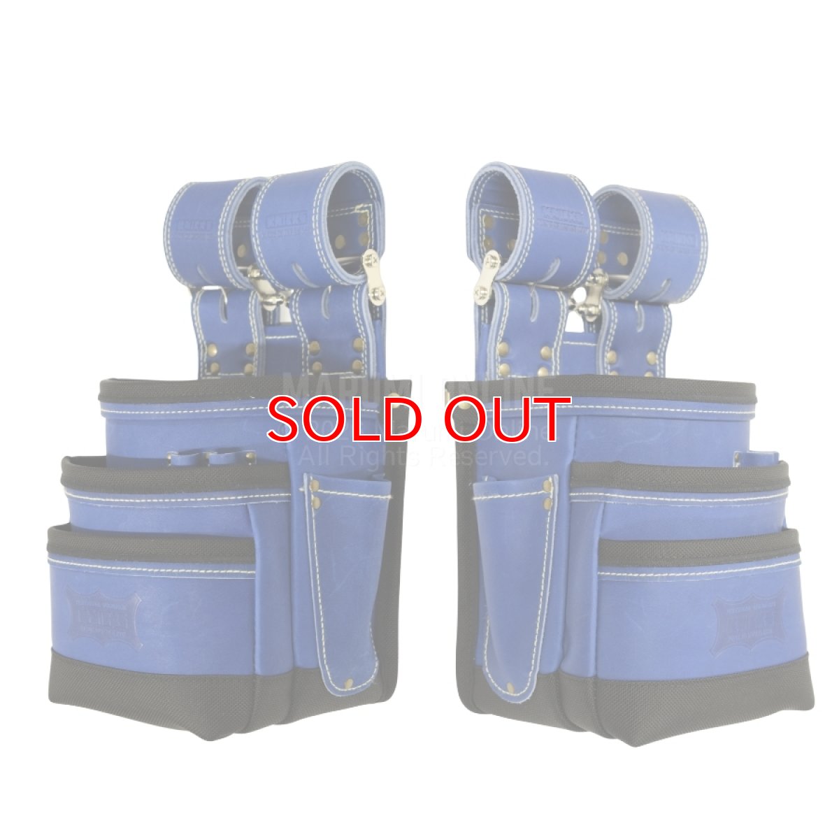 画像5: 【廃番商品】ニックス KNICKS 腰袋 腰道具 最高級 硬式 グローブ革 3段 チェーンタイプ バリスティック補強 レザー 革 青 ブルー KGBL-301DDX (5)