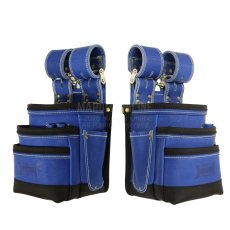 画像5: 【廃番商品】ニックス KNICKS 腰袋 腰道具 最高級 硬式 グローブ革 3段 チェーンタイプ バリスティック補強 レザー 革 青 ブルー KGBL-301DDX (5)