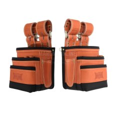 画像5: 【廃番商品】ニックス KNICKS 腰袋 腰道具 最高級 硬式 グローブ革 3段 チェーンタイプ バリスティック補強 レザー 革 レッド 赤 KGR-301DDX (5)