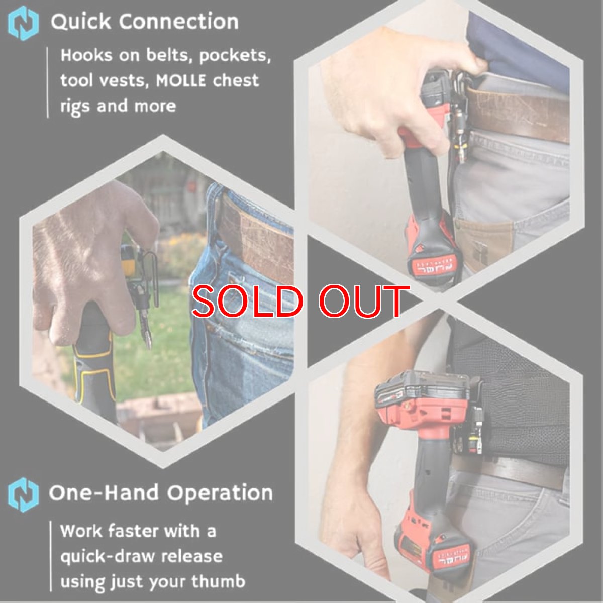 画像7: 主要な工具ブランド ほぼ全ての電動工具に取り付け可能な ビットホルダー付き ツールクリップ ノルスター NOHLSTER ロッキングツールクリップ フック (7)