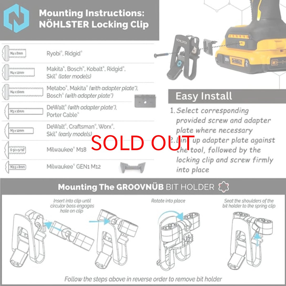 画像8: 主要な工具ブランド ほぼ全ての電動工具に取り付け可能な ビットホルダー付き ツールクリップ ノルスター NOHLSTER ロッキングツールクリップ フック (8)
