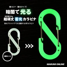 画像1: OUROBOROS ウロボロス S字 Sビナ カラビナ 朧 蓄光タイプ （グリーン・ブルー）軽量 頑丈 2個セット (1)