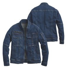画像4: 作業着 作業服 デニム ストレッチ かっこいい おしゃれ 上着 ジャケット ブルゾン ヘビーウエイト 02540 (4)