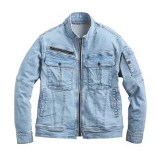 画像5: 作業着 作業服 デニム ストレッチ かっこいい おしゃれ 上着 ジャケット ブルゾン ヘビーウエイト 02540 (5)