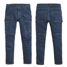 画像5: 作業着 作業服 デニム ストレッチ かっこいい おしゃれ カーゴパンツ ワークパンツ 作業ズボン ヘビーウエイト 02542 (5)