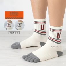 画像1: ユニバーサルオーバーオール 靴下 ソックス メンズ 2足セット コットン 綿 ポリエステル 5本指 UN-501 (1)