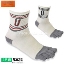 画像1: ユニバーサルオーバーオール 靴下 ソックス メンズ 2足セット コットン 綿 ポリエステル 5本指 UN-501 (1)
