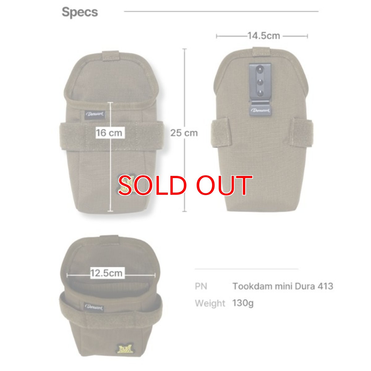 画像4: デュラワーク durawork コーデュラ CORDURA ミニクイックドロップポーチ 背面クリップ TOOKDAM mini ブラック ブラウン 413 (4)