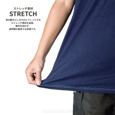 画像3: ボクラワークス コトブキニット 作業着 作業服 春夏用 デニム インディゴ染め ストレッチ バンドカラー 半袖 Tシャツ 5007 (3)
