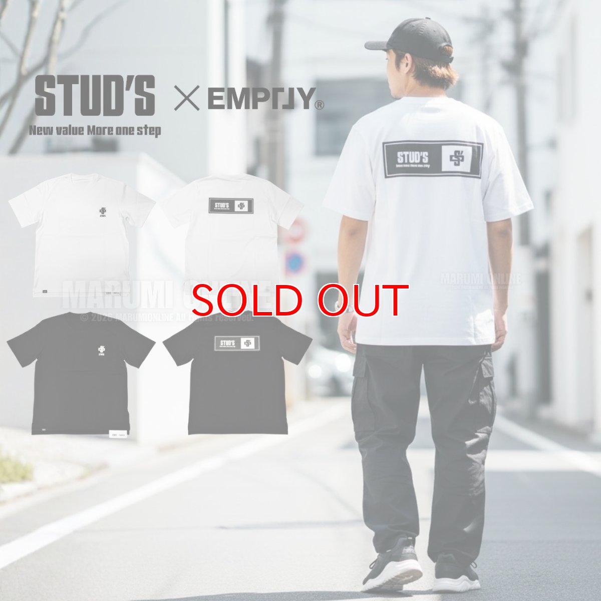 画像1: 【完全受注生産品】2026年モデル STUD'S×EMP「」Y （スタッズ×エンプティ） コラボ  半袖Tシャツ S1590-1 (1)