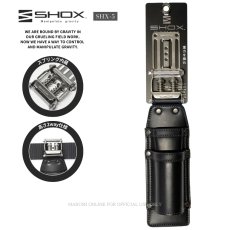 画像1: SHOX ショックス 腰道具 工具差し 腰袋 スプリング機構 牛本革 ターポリン素材 合成皮革 藤原産業 SHX-5 ラチェットレンチ差し2段 (1)