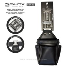 画像1: SHOX ショックス 腰道具 工具差し 腰袋 スプリング機構 牛本革 ターポリン素材 合成皮革 藤原産業 SHX-12 小型腰袋 2段 Sサイズ (1)