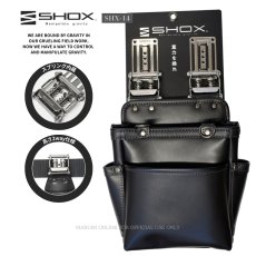 画像1: SHOX ショックス 腰道具 工具差し 腰袋 スプリング機構 牛本革 ターポリン素材 合成皮革 藤原産業 SHX-14 腰袋2段 (1)