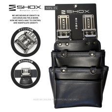 画像1: SHOX ショックス 腰道具 工具差し 腰袋 スプリング機構 牛本革 ターポリン素材 合成皮革 藤原産業 SHX-15 腰袋3段 (1)