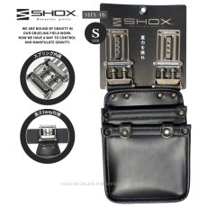 画像1: SHOX ショックス 腰道具 工具差し 腰袋 スプリング機構 牛本革 ターポリン素材 合成皮革 藤原産業 SHX-16 薄型腰袋2段 Sサイズ (1)