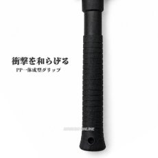 画像4: 椿モデル 石頭ハンマー 0.85kg 頭シャックル付き ALL BLACK ブラック 落下防止 グラスファイバー 石工ハンマー タガネ ブロック 建築 工具 (4)